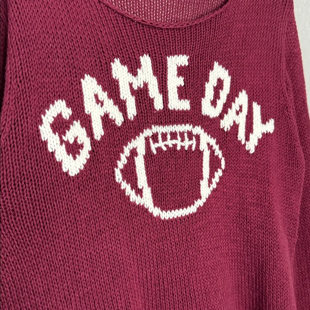 Wooden Ships Chic Game Day Maroon Knit Sweater S/M NFL College Football Team - Picture 7 of 9